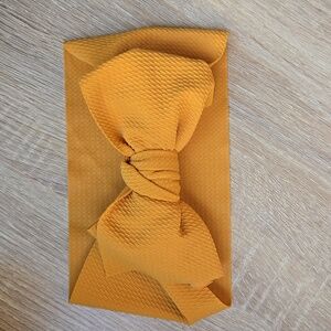 Baby Girl Mustard Yellow Big Bow Waffle Knit Headwrap Oversized Bowknot Headband